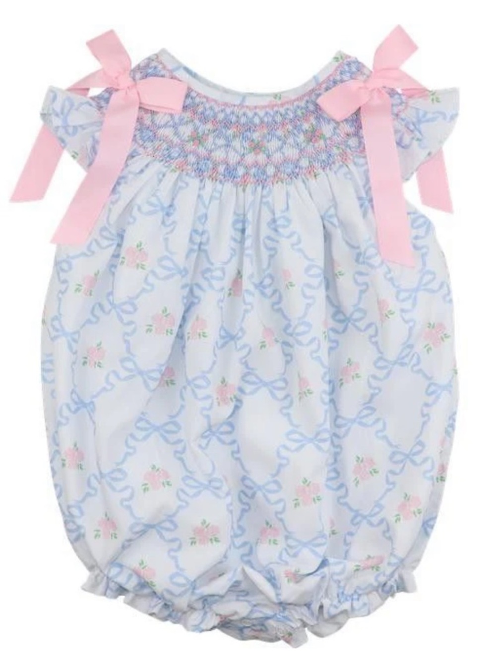 Cecil and Lou Green And Pink
Floral Vines Smocked Dress Bow Sibling Matching 18M